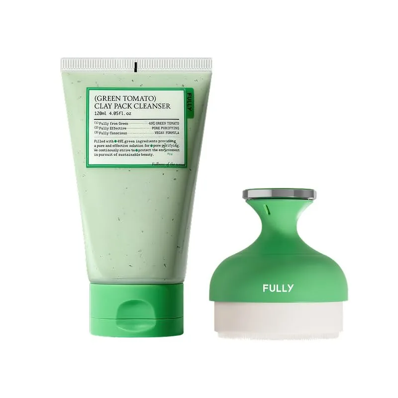 Green Tomato Clay Mask Cleanser 120ml + Pore Cleansing Brush